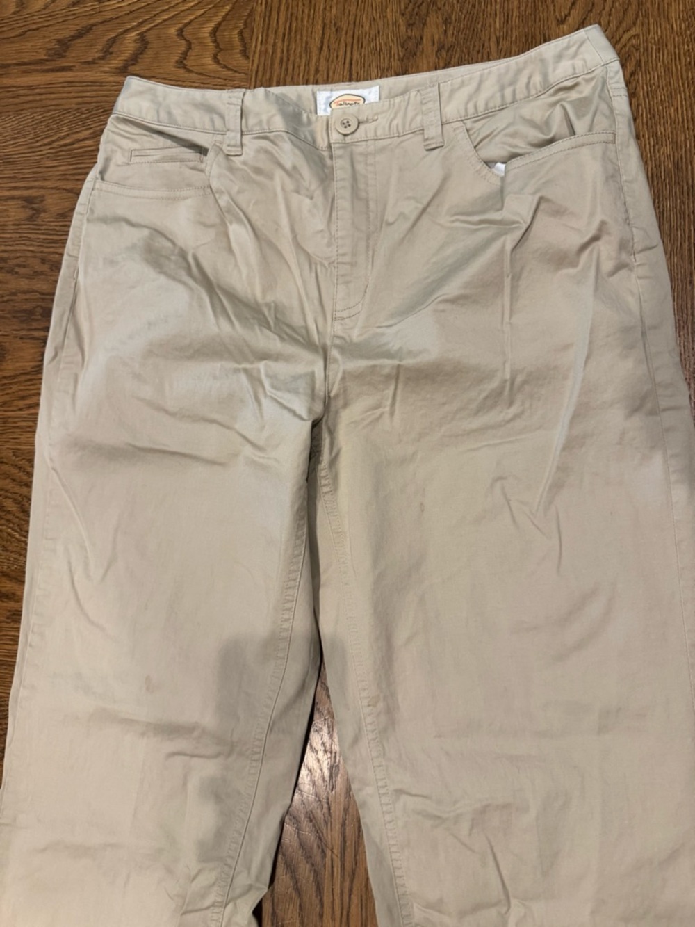 Talbots Classic Beige Khaki Pants Size 10 Stretch Straight Leg - Picture 2 of 9